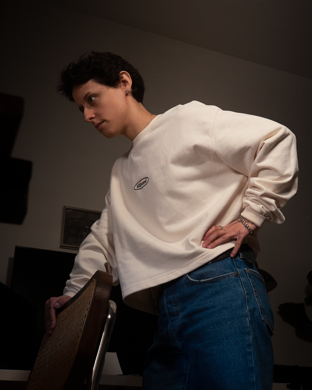 Classic Stitch Off White Cropped